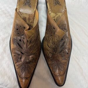Carlos Santana Leather Western Mules